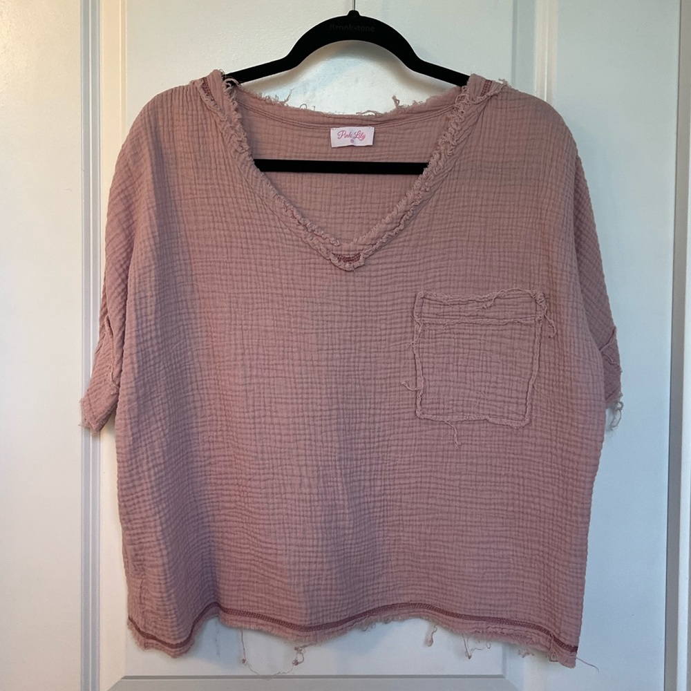 Pink Lilly Gauze Cropped Top